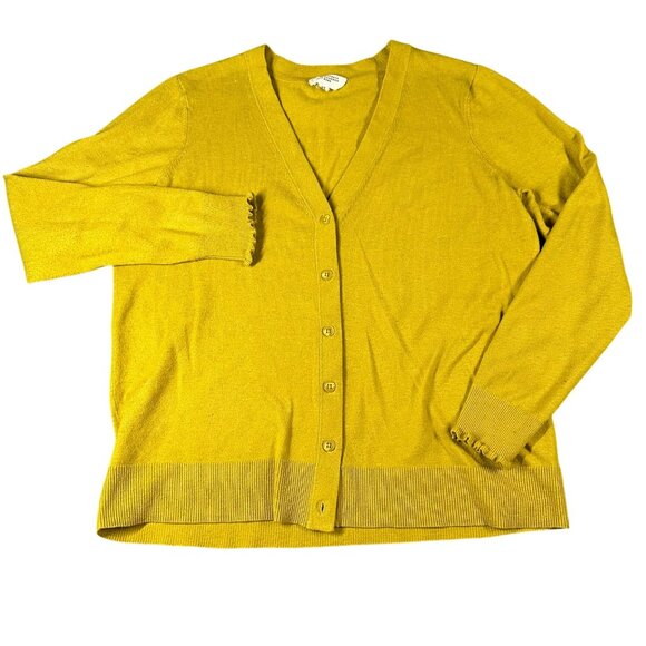 Candace Cameron Bure XS Green Button-Up Cardigan Ruffled Cuffs Lightweight - Picture 1 of 7